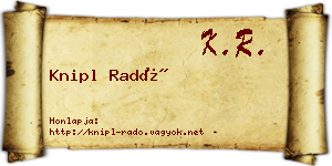 Knipl Radó névjegykártya